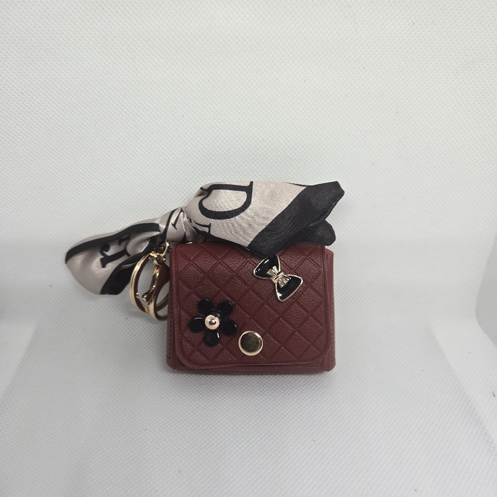 Mini Burgundy Quilted Purse Keychain - Picture 5 of 7